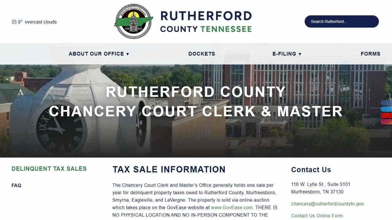 Delinquent Tax Sales - Rutherford County, TN - Chancery Court